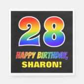 28e verjaardag: Vet, Leuk, Eenvoudig, Regenboog 28 Servet (Voorkant)