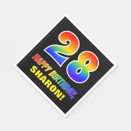 28e verjaardag: Vet, Leuk, Eenvoudig, Regenboog 28 Servet (Hoek)