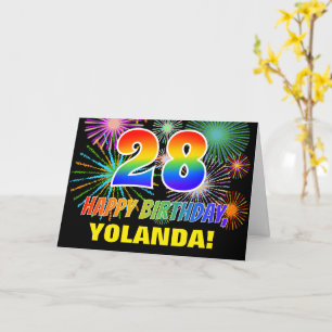 28e verjaardag: Vet, Plezier, Vuurwerk, Regenboog  Kaart