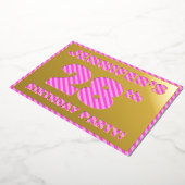 28e verjaardag — Vet, vun, roze band # 28 Folie Uitnodiging (Gedraaid)