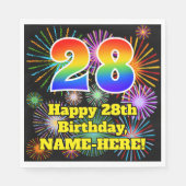 28e verjaardag: Vuurwapenpatroon en regenboog 28 Servet (Voorkant)