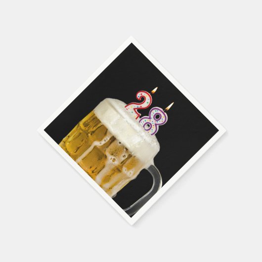 28e verjaardag zwarte bier servet (Hoek)