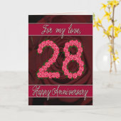 28e verjaardagkaart met rozen en bladeren kaart (Gele Bloem)