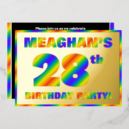 28e Verjaardagsfeest — Leuke, Regenboogspectrum “2 Folie Uitnodiging