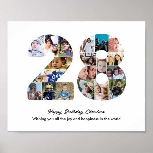 28e Verjaardagsfeest Nummer 28 Foto Collage Poster (Voorkant)