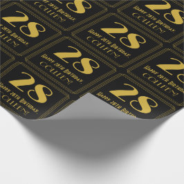 28ste verjaardag ~ Art Deco geïnspireerde uitstral Cadeaupapier