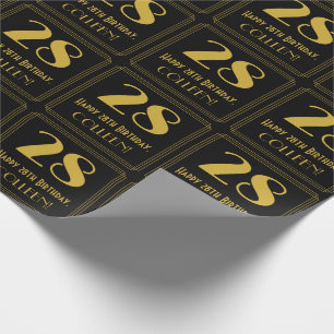 28ste verjaardag ~ Art Deco geïnspireerde uitstral Cadeaupapier