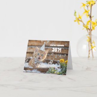 28th Birthday Cute Funny Kitty Cat Bubble Bath Kaart