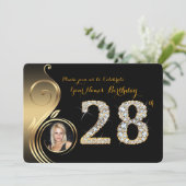 28th, Birthday Invitation, Number Diamond, Foto 2 Kaart (Staand voorkant)