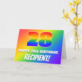 28th Birthday: Multicolored Rainbow Pattern # 28 Kaart