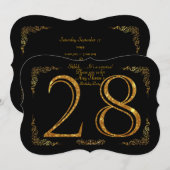 28th, Birthday party 28th, geweldige Gatsby, zwart Kaart (Voorkant / Achterkant)