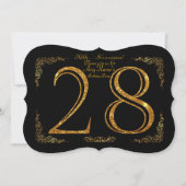 28th, Birthday party 28th, geweldige Gatsby, zwart Kaart (Voorkant)