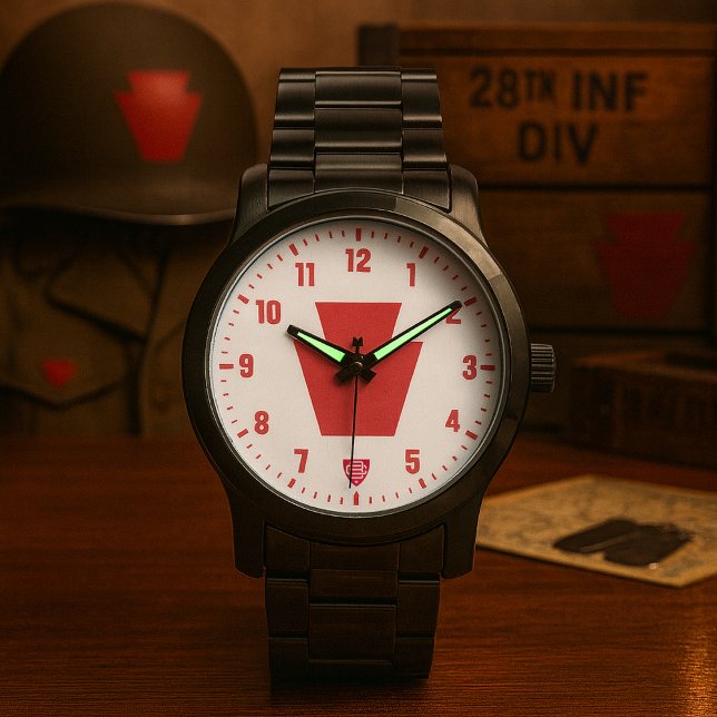 28th Infantry Division "Bloody Bucket" Black Horloge (28th Infantry Division Bloody Bucket Tribute Black Stainless Steel Watch)