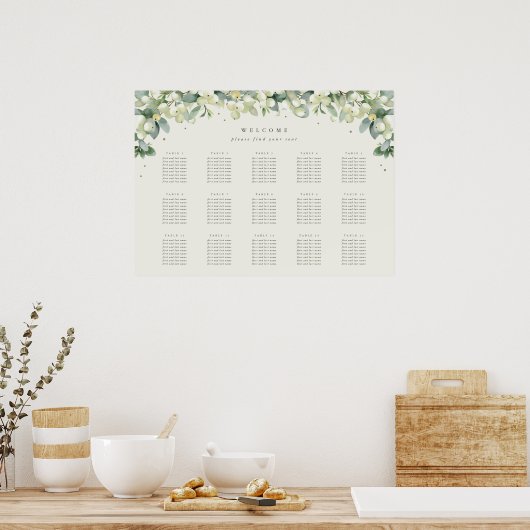 28x20" 15 Tafels van 8 Zitkaarten Poster (Keuken)