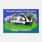 2970RL - Groot ontwerp - Stel je voor: Happy Campe Deurmat (Voorkant)