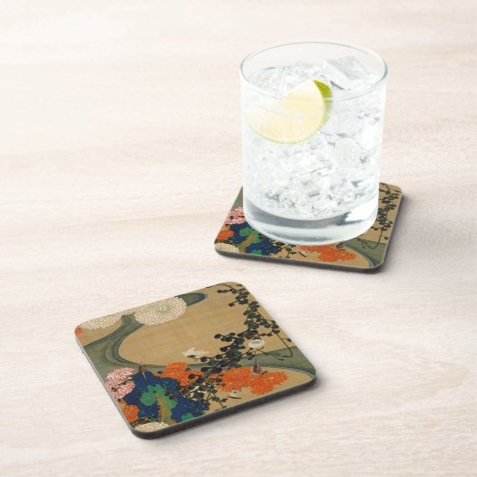 29. 菊 流 図, 若 冲 Chrysanthemum & Stream, Jakuchüu Drankjes Onderzetter (Rechterzijde)