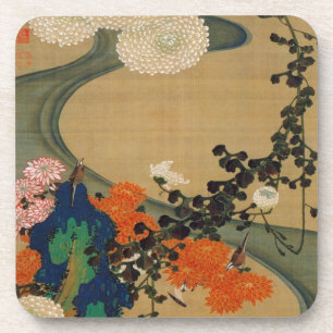 29. 菊 流 図, 若 冲 Chrysanthemum & Stream, Jakuchüu Drankjes Onderzetter