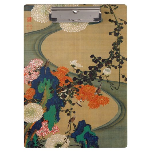 29. 菊 流 図, 若 冲 Chrysanthemum & Stream, Jakuchüu Klembord (Voorkant)