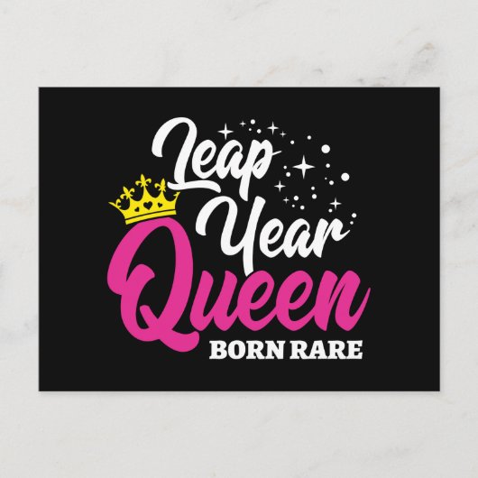 29 feb Schrikkeljaar Koningin Schrikkeldag Verjaar Briefkaart (Voorkant)