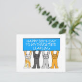 29 februari Cartoon Katten Briefkaart (Staand voorkant)