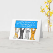 29 februari Cartoon Katten Kaart (Gele Bloem)