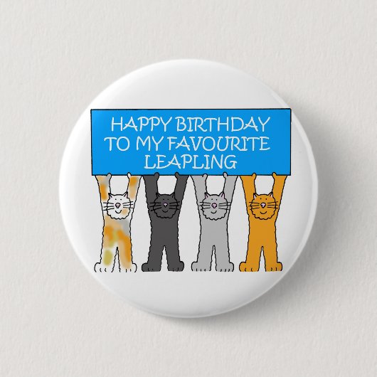 29 februari Cartoon Katten Ronde Button 5,7 Cm (Voorkant)