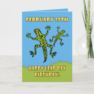29 februari, Leap Day Birthday Card, Lizards Kaart
