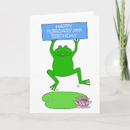 29 februari Verjaardag Cartoon Frog Leaping Kaart