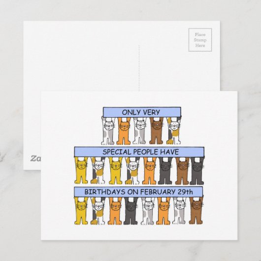 29 februari - Verjaardag katten Briefkaart (Voorkant / Achterkant)