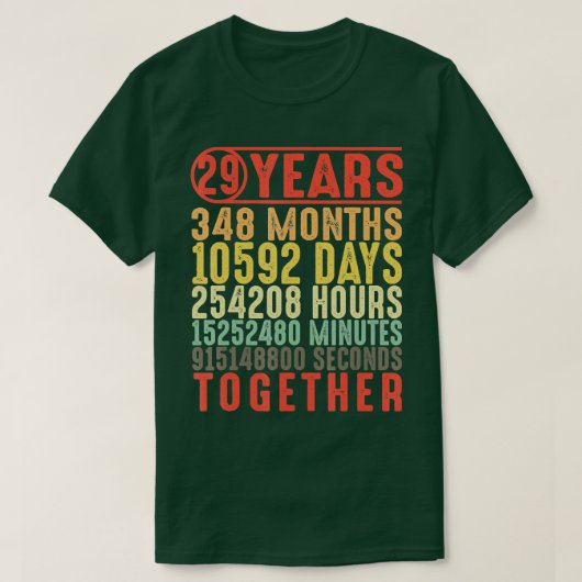 29 jaar 29th Wedding Jubileum Gifts for her Hem T-shirt (Design voorkant)