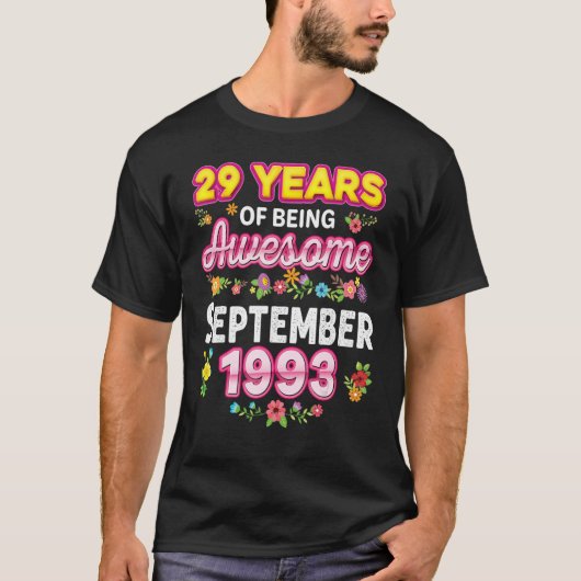 29 jaar Geweldige sinds september 1993 T-shirt (Voorkant)