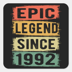 29 jaar oude dag 1992 Epic Legend 29th Birthday Vierkante Sticker