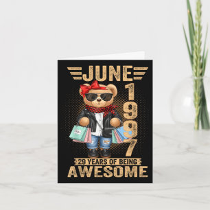 29 jaar oude juni 1997 teddybeer 29e verjaardag kaart
