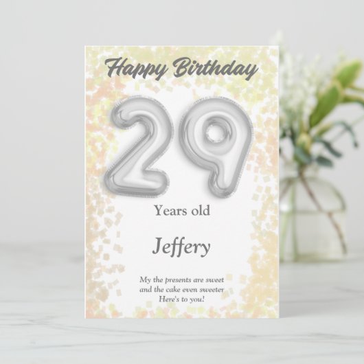29-jarige Happy Birthday-kaart (Staand voorkant)