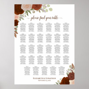 29 Tafel Herfst Bloemige Boho Trouw Stoelen Chart Poster