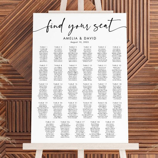 29 Tafels Vind Je Plaats Zitplaats Chart Poster