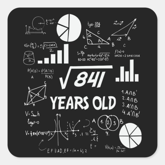 29e Birthday Square Root Wiskunde 29 jaar oude dag Vierkante Sticker (Voorkant)