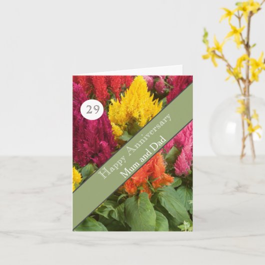29e bruiloft Jubileum Celosia Kaart (Gele Bloem)