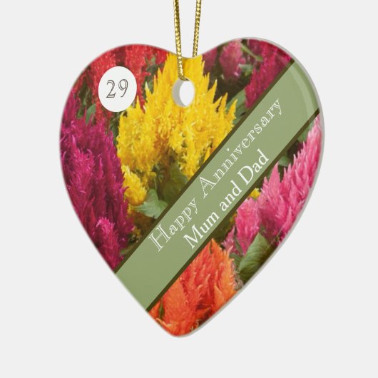 29e bruiloft Jubileum Celosia Keramisch Ornament (Links)