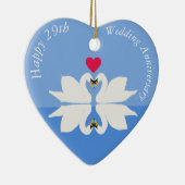 29e bruiloft Jubileum Swan Heart Keramisch Ornament (Rechts)