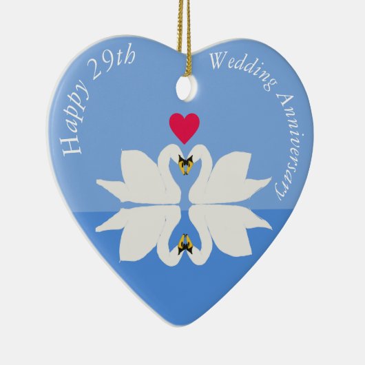 29e bruiloft Jubileum Swan Heart Keramisch Ornament (Rechts)