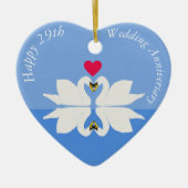 29e bruiloft Jubileum Swan Heart Keramisch Ornament (Voorkant)