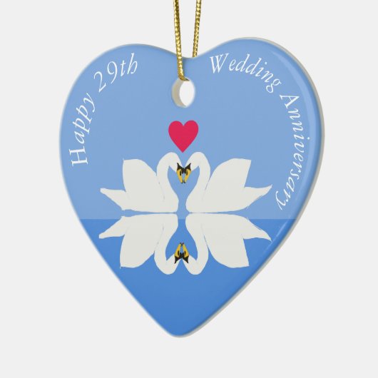 29e bruiloft Jubileum Swan Heart Keramisch Ornament (Links)