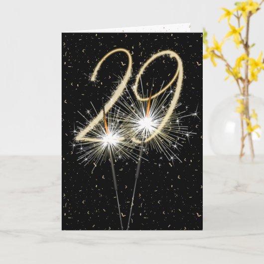 29e bruiloft sparklers kaart (Gele Bloem)