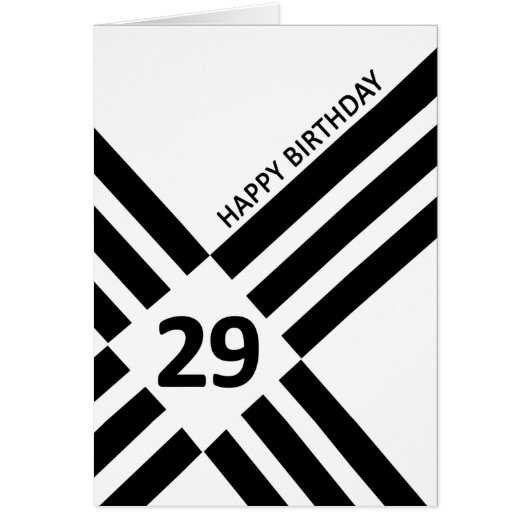 29e diagonaal ontwerp zwarte lijn Birthday (Voorkant)
