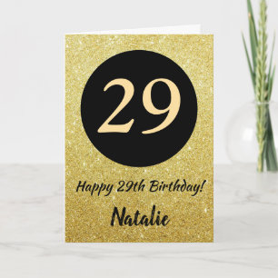 29e Happy Birthday Black en Gold Glitter Card Kaart