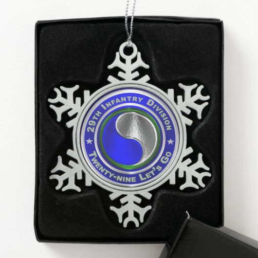 29e infanteriedivisie tin sneeuwvlok ornament (Kistje)