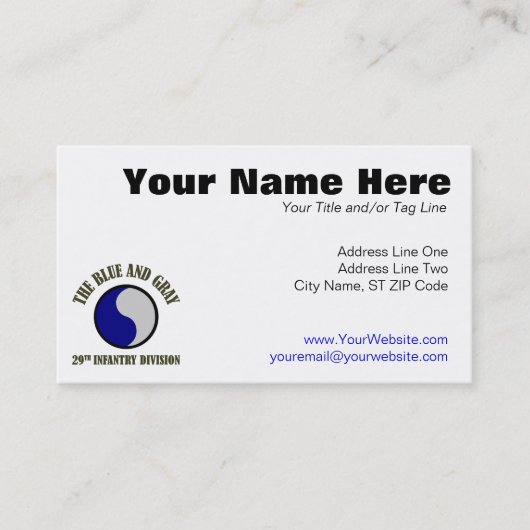 29e infanteriedivisie visitekaartje (Voorkant)