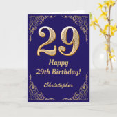 29e marineblauw en goudglitter-Lijst Kaart (Gele Bloem)