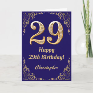 29e marineblauw en goudglitter-Lijst Kaart